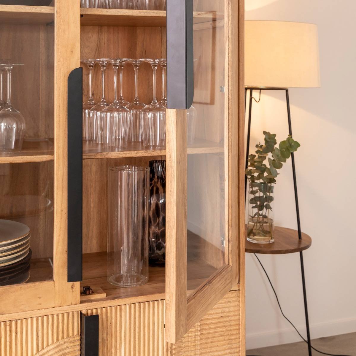 Furnliv Albert Acacia Wood And Metal Display Cabinet #03 - Image 2