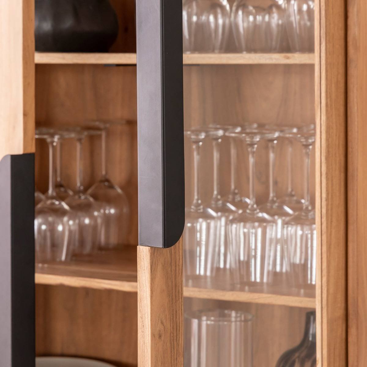 Furnliv Albert Acacia Wood And Metal Display Cabinet #03 - Image 5