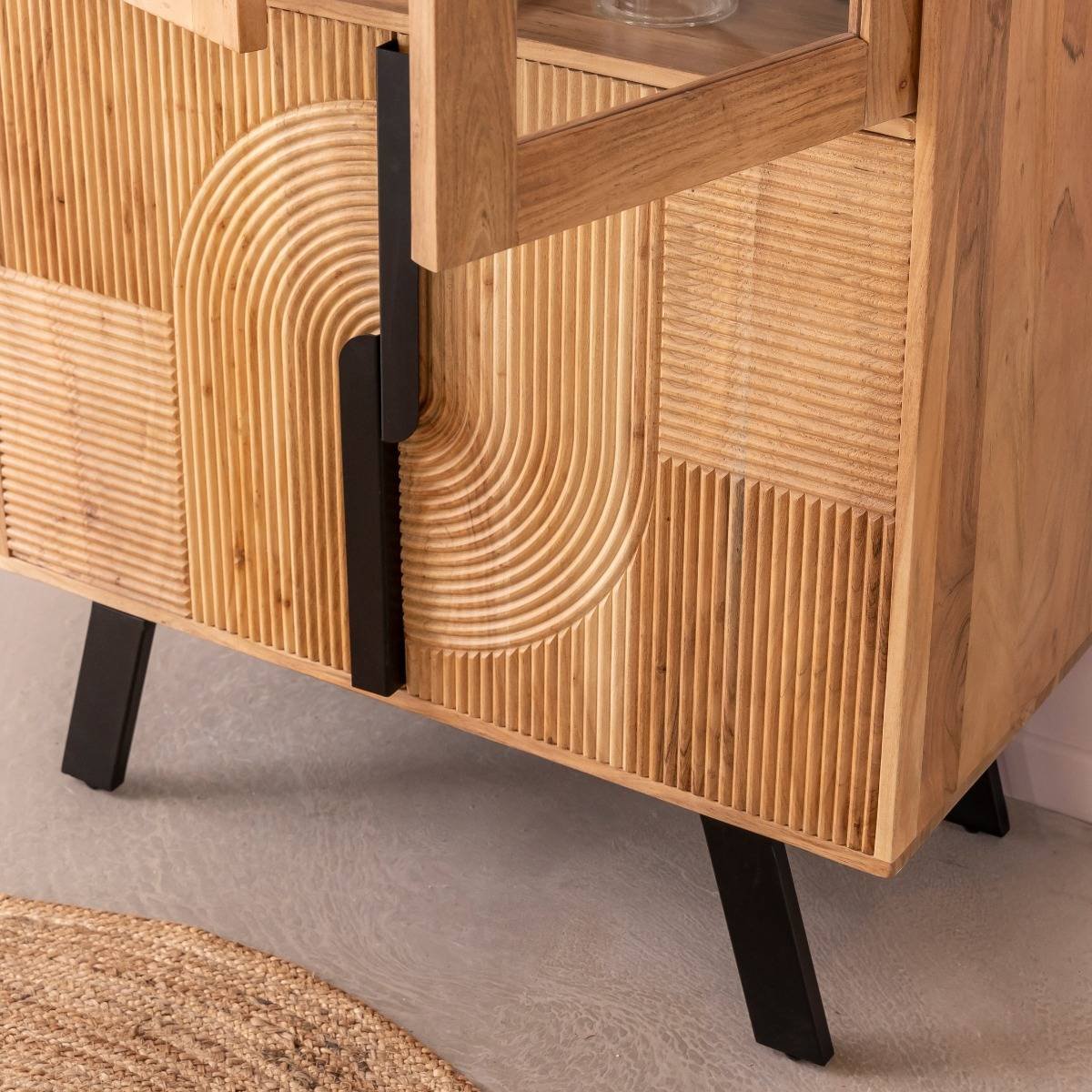Furnliv Albert Acacia Wood And Metal Display Cabinet #03 - Image 7