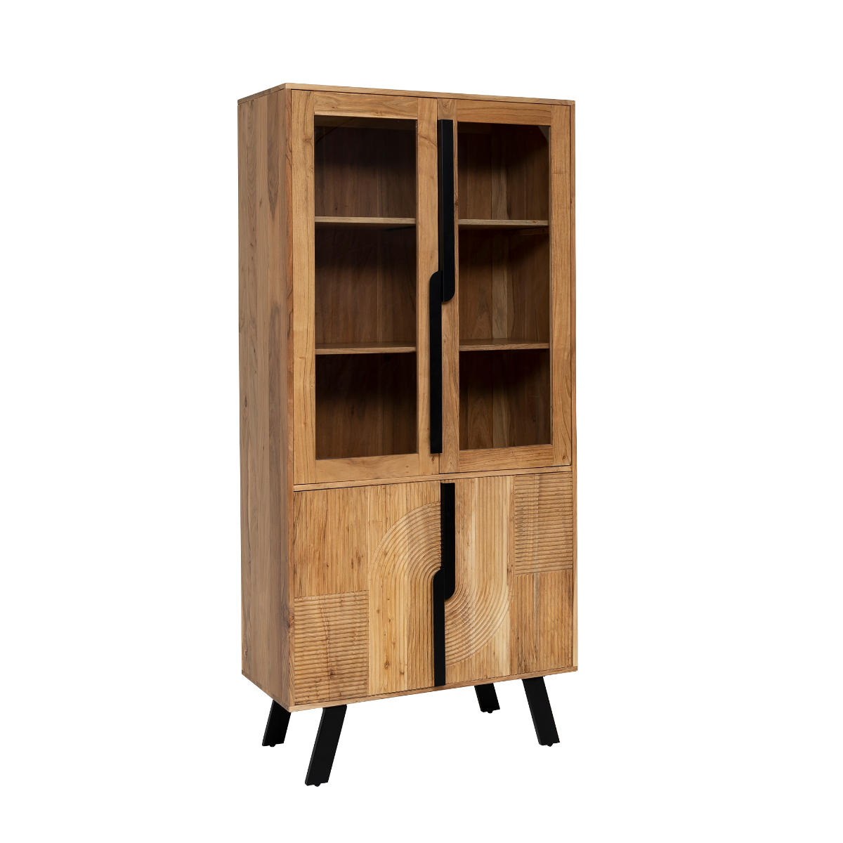 Furnliv Albert Acacia Wood And Metal Display Cabinet #03 - Image 3