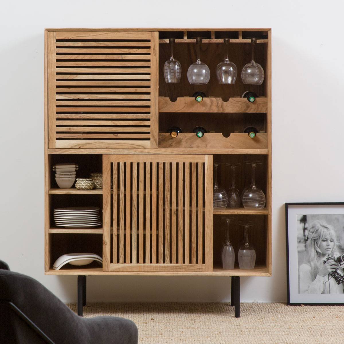 Furnliv Albert Acacia Wood Bar Buffet Cabinet #04 - Image 6