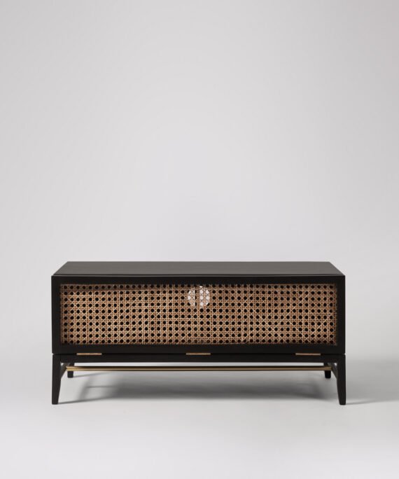 Furnliv Rattan Black Solid Wood TV Stand #03