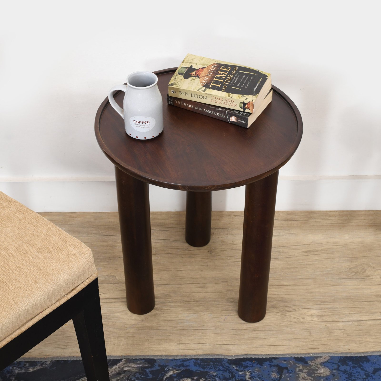 Furnliv Lama Premium Solid Wood End Table Walnut Finish - Image 3