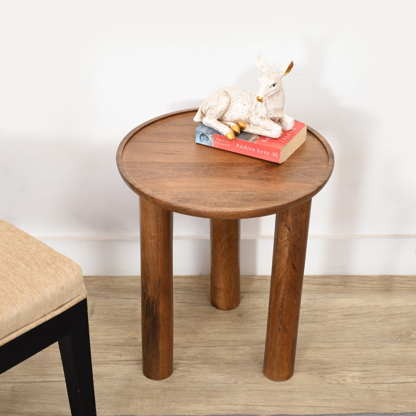 Furnliv Lama Premium Solid Wood End Table Teak Finish - Image 3