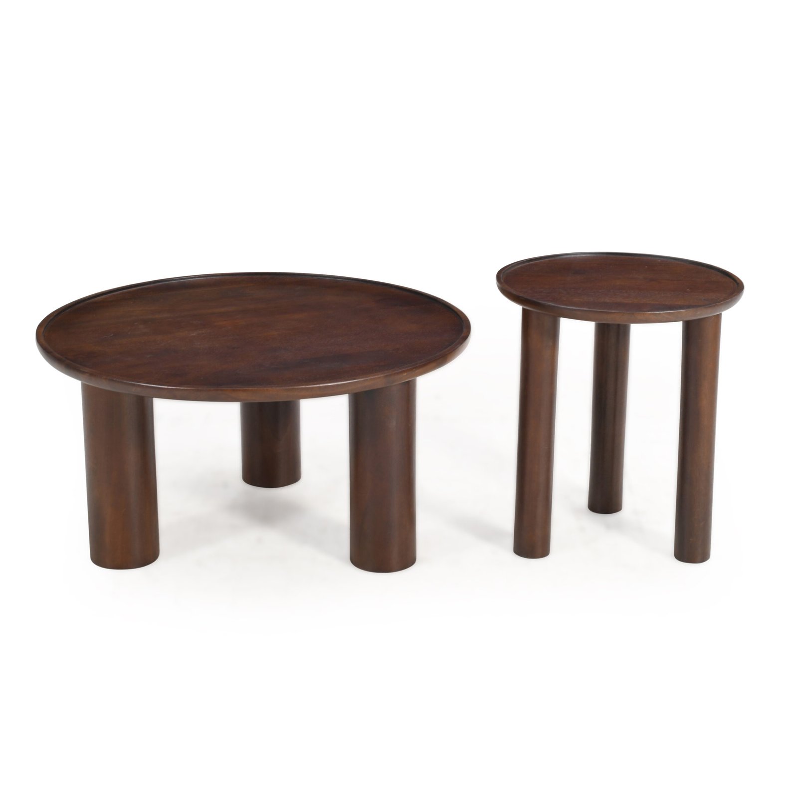 Furnliv Lama Premium Solid Wood Nesting Table Set Walnut Finish - Image 6