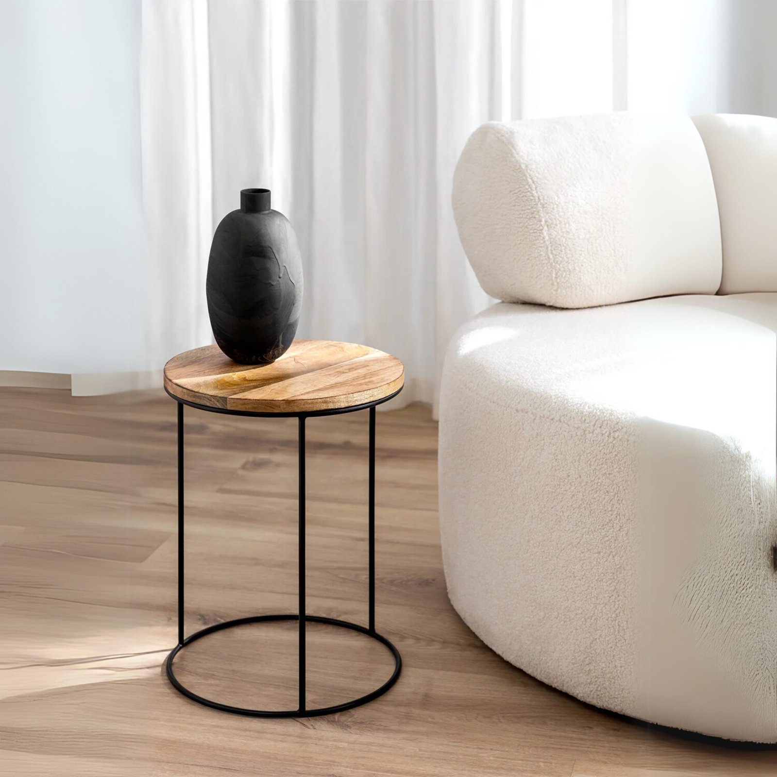 Furnliv Albert Premium Round Metal End Table