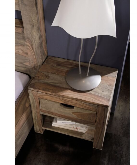 Furnliv Grayse Solid Sheesham Wood Bedside Table #02