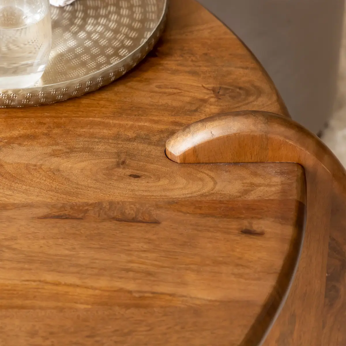 Furnliv Albert Solid Mango Wood Round Coffee Table - Image 4