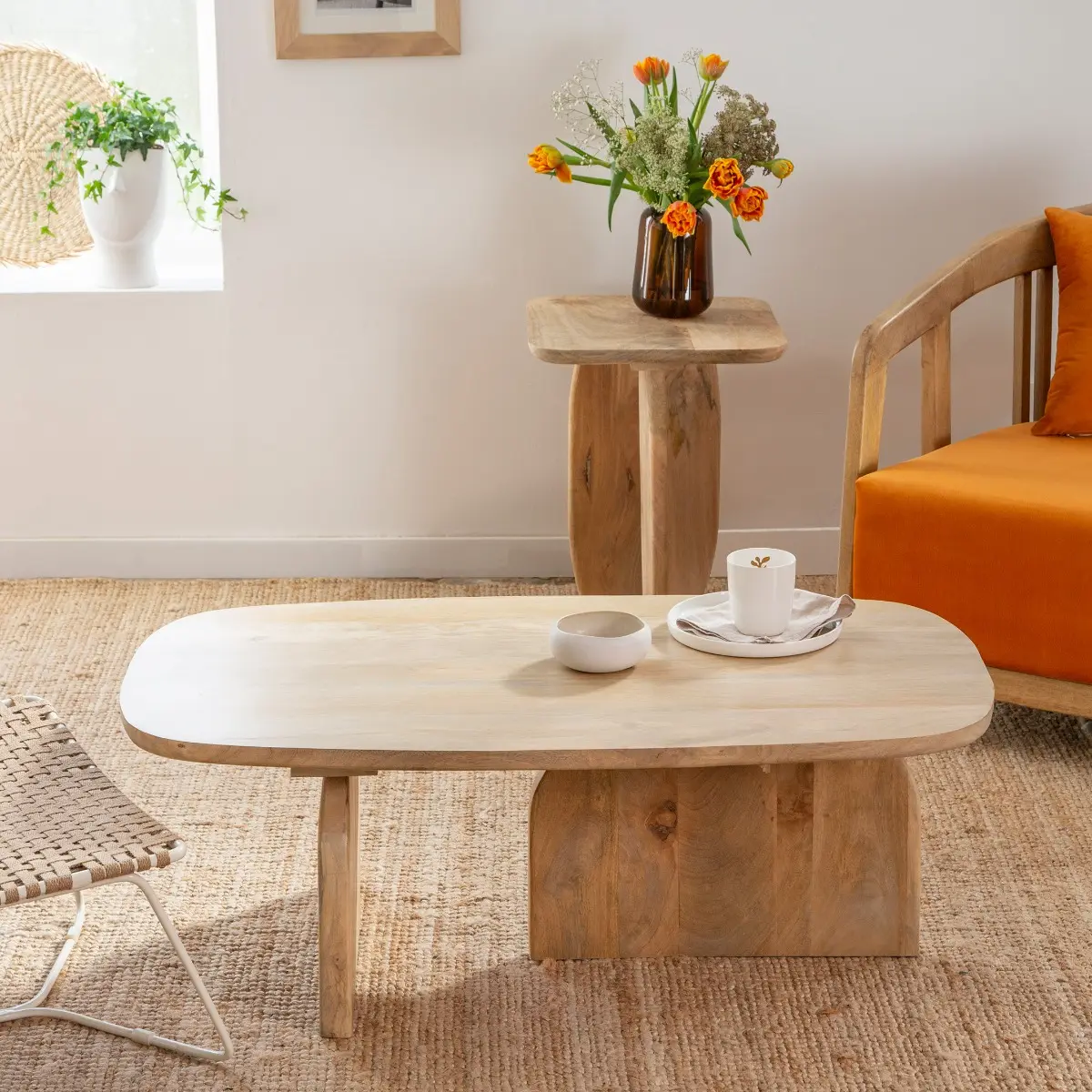Furnliv Albert Solid Mango Wood Nesting Coffee Table Set - Image 2